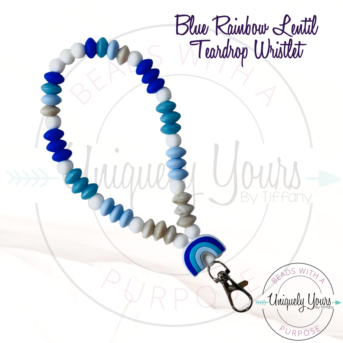 Rainbow Lentil Teardrop Keychain - uniquelyyoursbytiffany