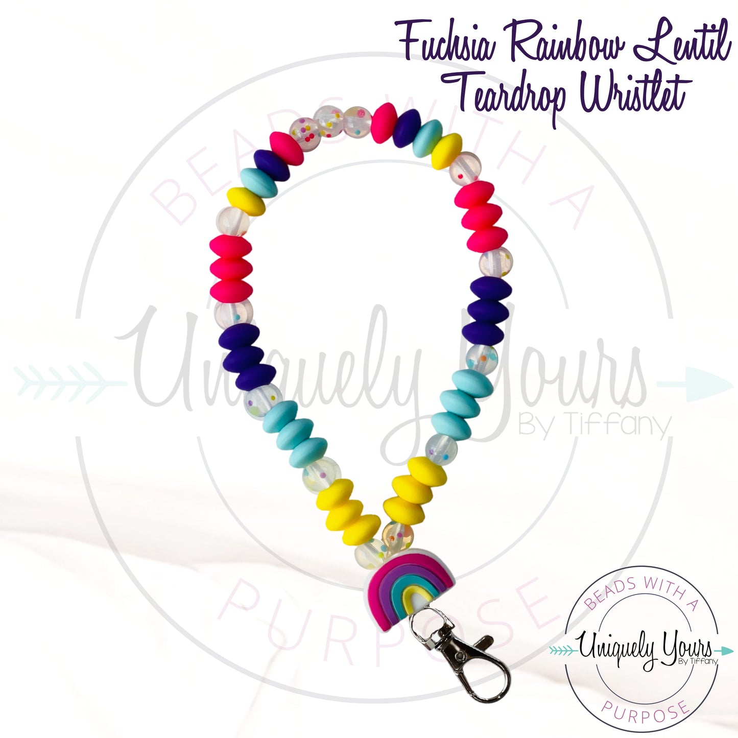 Rainbow Lentil Teardrop Keychain - uniquelyyoursbytiffany