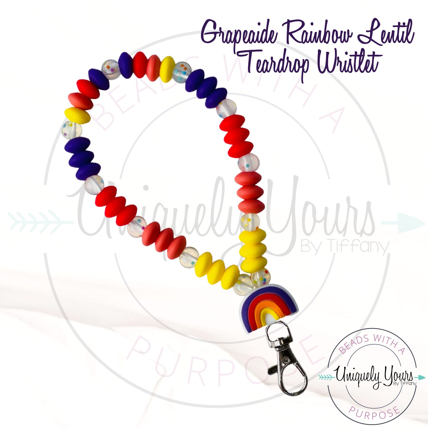 Rainbow Lentil Teardrop Keychain - uniquelyyoursbytiffany