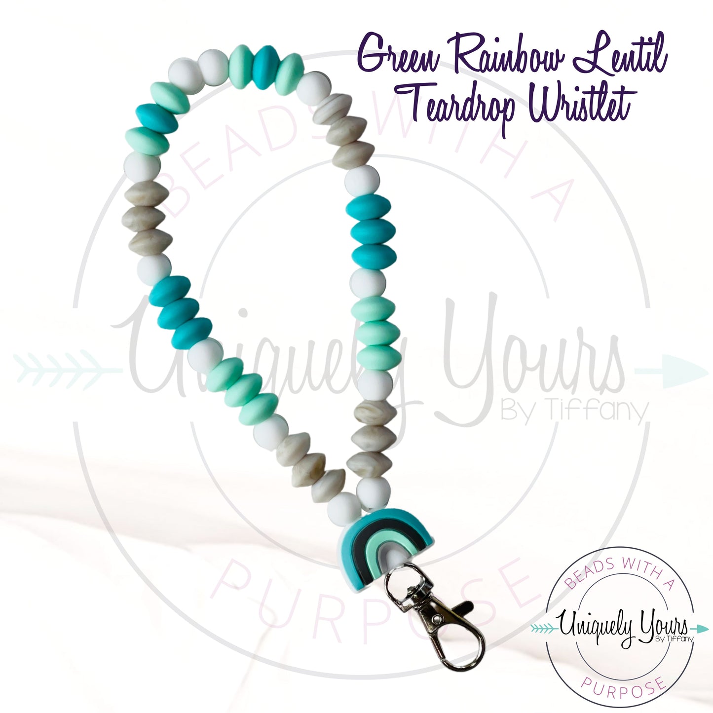 Rainbow Lentil Teardrop Keychain - uniquelyyoursbytiffany