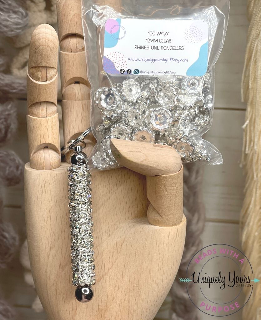 Wavy Rhinestone Rondelle Spacers 12MM