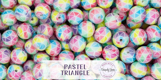 Pastel Triangle 15MM Round Silicone Beads