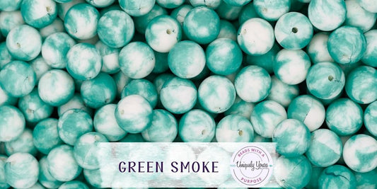 Green Smoke 15MM Round Silicone Beads