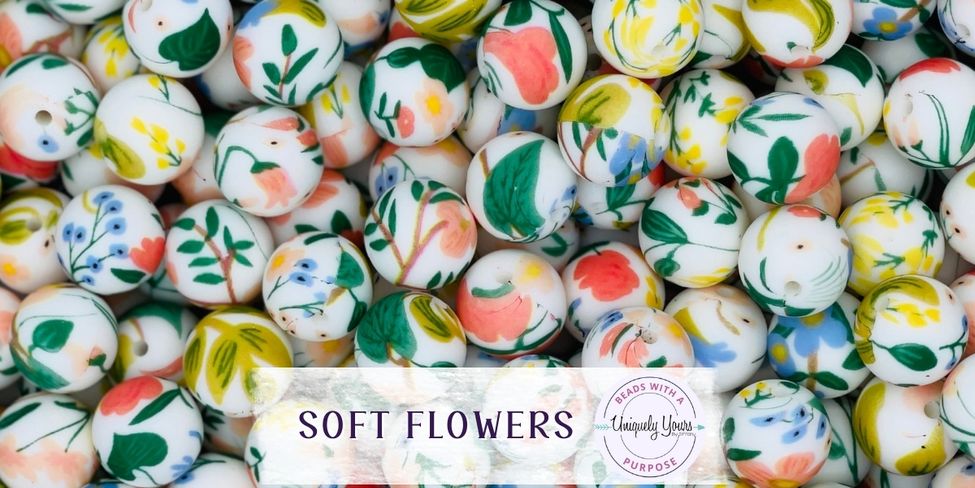 Soft Flowers 15MM Round Silicone Beads
