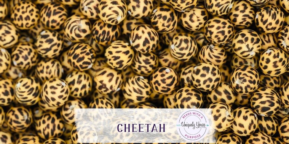 Cheetah 15MM Round Silicone Beads