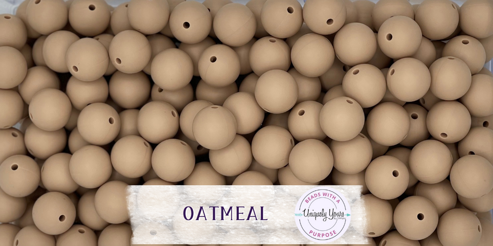 Oatmeal 15MM Solid Round Bead