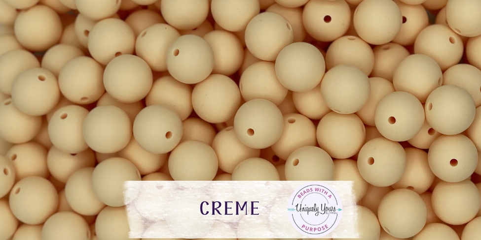 Creme 15MM Solid Round Bead