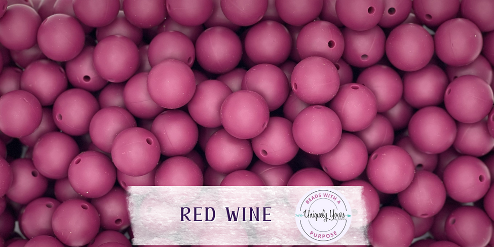 Red Wine 15MM Solid Round Bead