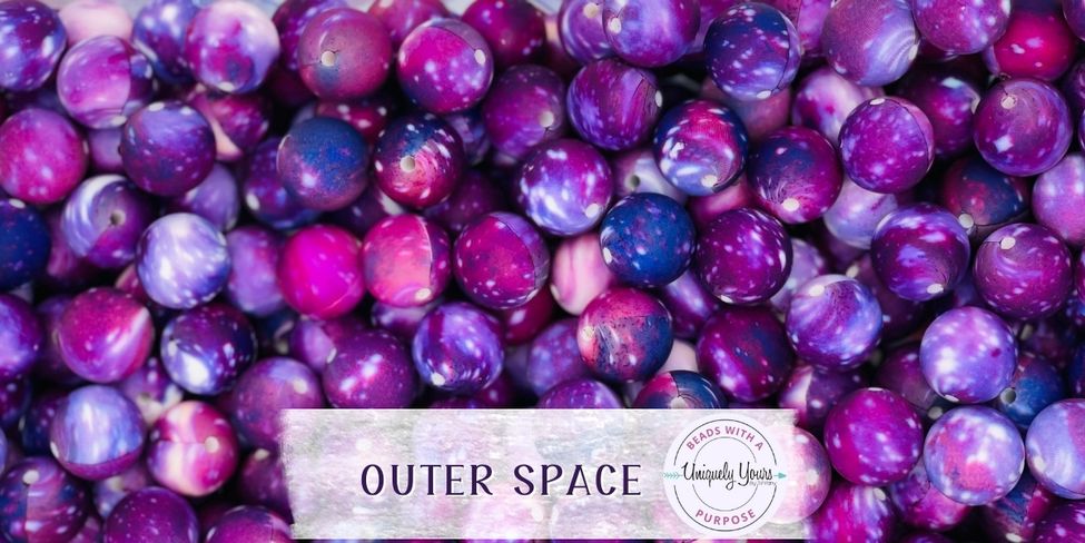 Outer Space 15MM Round Silicone Beads