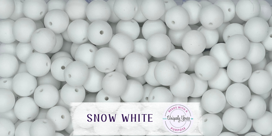 Snow White 15MM Solid Round Bead