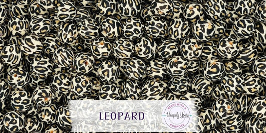 Leopard 15MM Round Silicone Beads