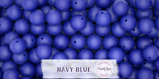 Navy Blue 15MM Solid Round Bead