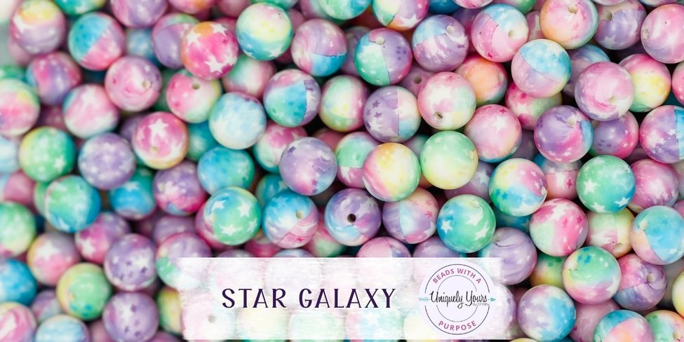 Star Galaxy 15MM Round Silicone Beads