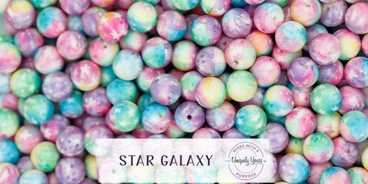 Star Galaxy 15MM Round Silicone Beads