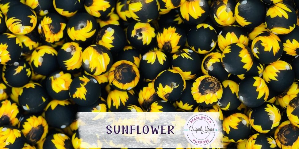 Sunflower 15MM Round Silicone Beads