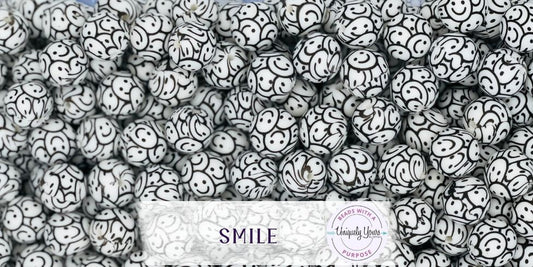 Smile 15MM Round Silicone Beads