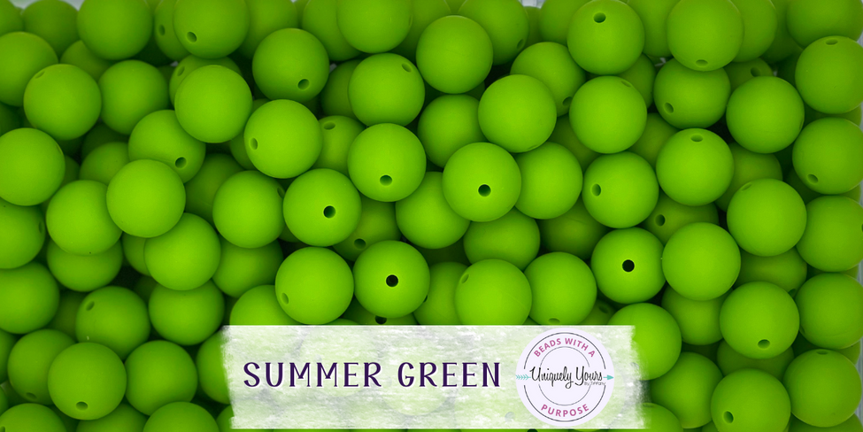 Summer Green 15MM Solid Round Bead