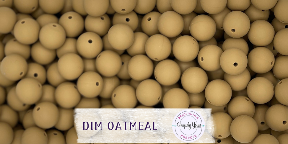 Dim Oatmeal 15MM Solid Round Bead