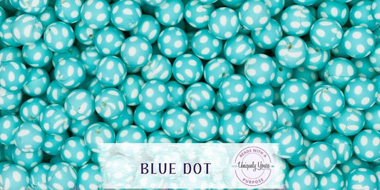 Blue Dot 15MM Round Silicone Beads