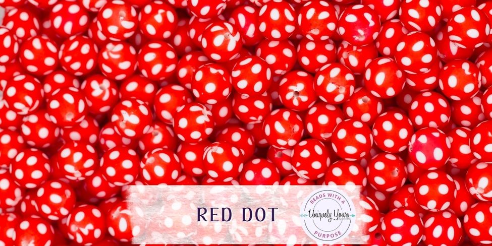Red Dot 15MM Round Silicone Beads