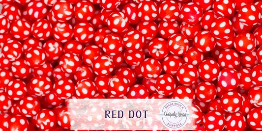 Red Dot 15MM Round Silicone Beads