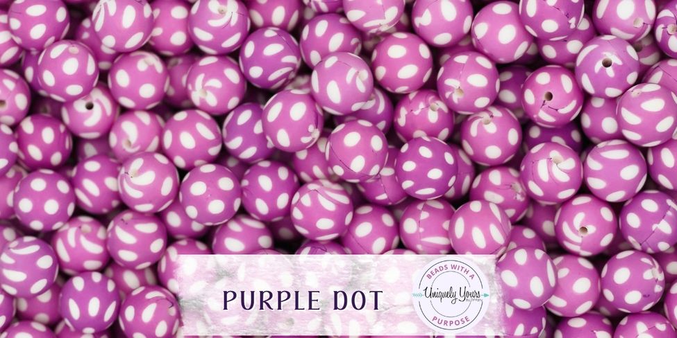 Purple Dot 15MM Round Silicone Beads