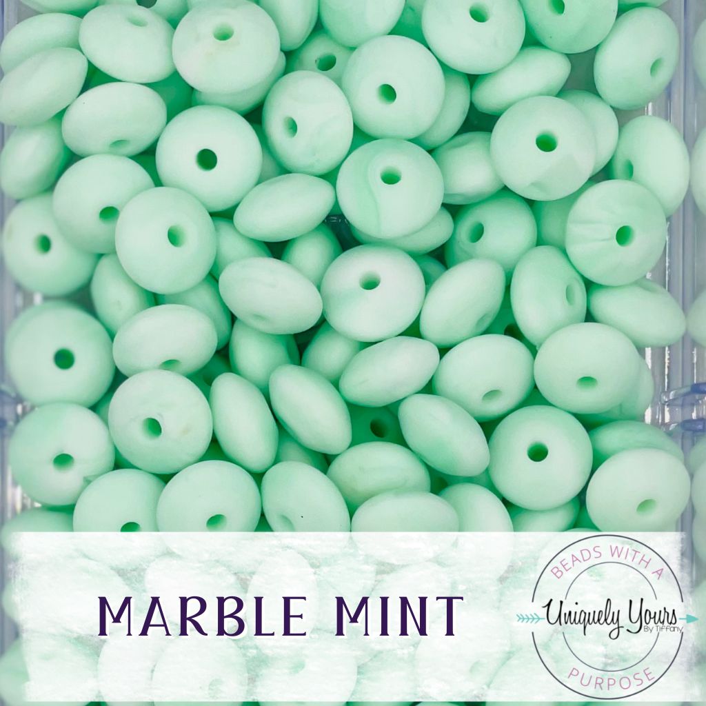 12mm Silicone Letter Beads MINT GREEN Mixed Pack of 50 