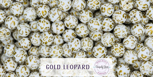 Gold Leopard 15MM Round Silicone Beads