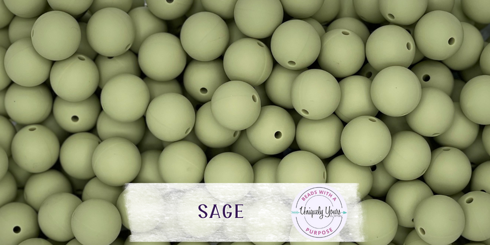 Sage 15MM Solid Round Bead