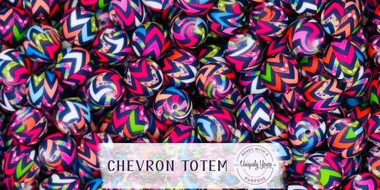 Chevron Totem 15MM Round Silicone Beads