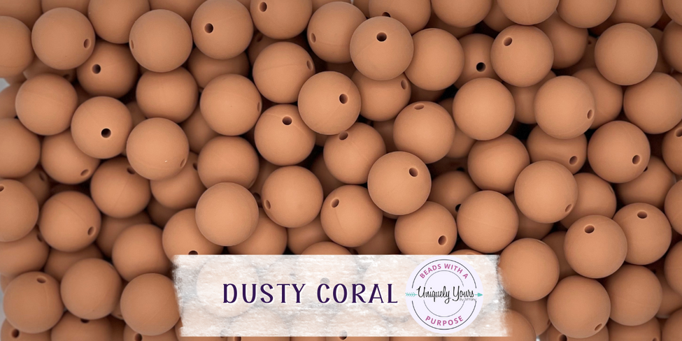 Dusty Coral 15MM Solid Round Bead