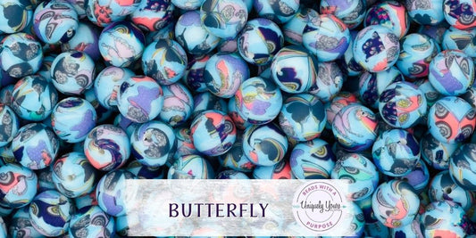 Butterfly 15MM Round Silicone Beads