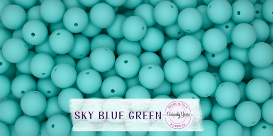 Sky Blue Green 15MM Solid Round Bead