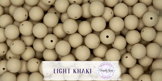 Light Khaki 15MM Solid Round Bead