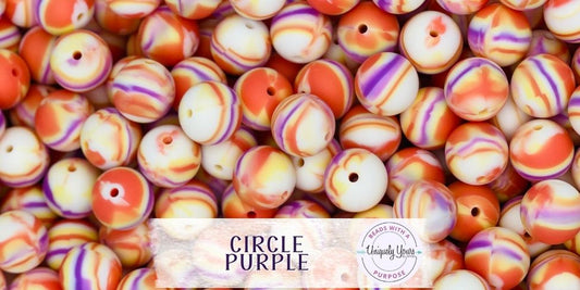 Circle Purple 15MM Round Silicone Beads