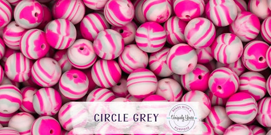 Circle Grey 15MM Round Silicone Beads