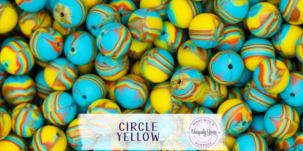 Circle Yellow 15MM Round Silicone Beads