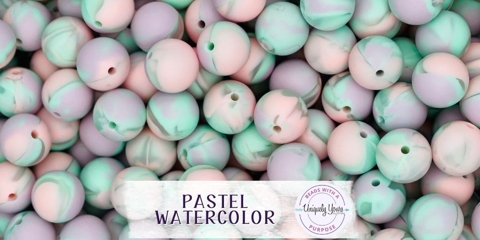 Pastel Watercolor 15MM Round Silicone Beads