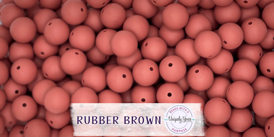 Rubber Brown 15MM Solid Round Bead