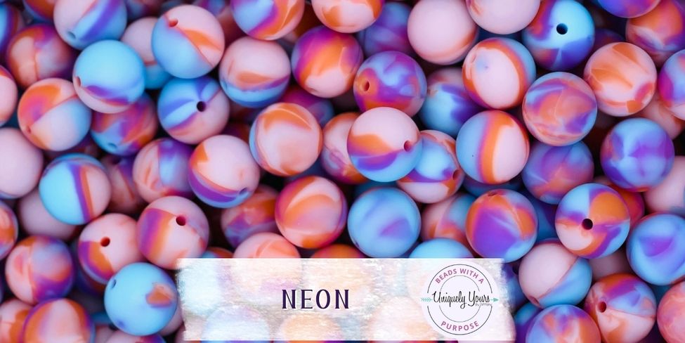 Neon 15MM Round Silicone Beads