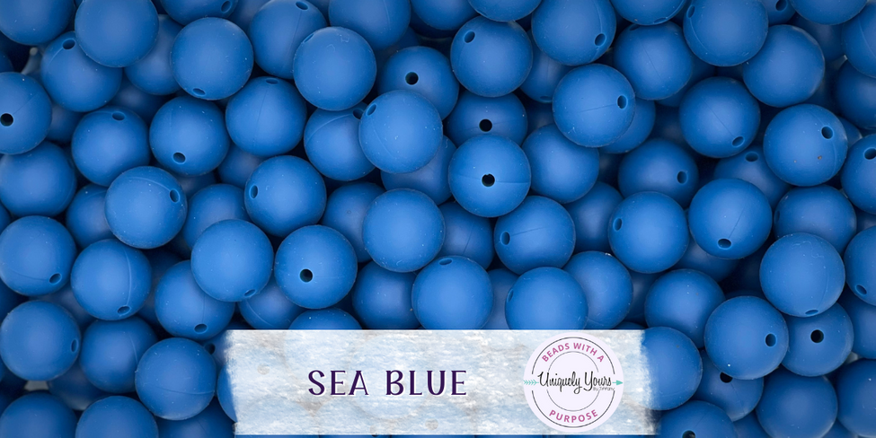 Sea Blue 15MM Solid Round Bead