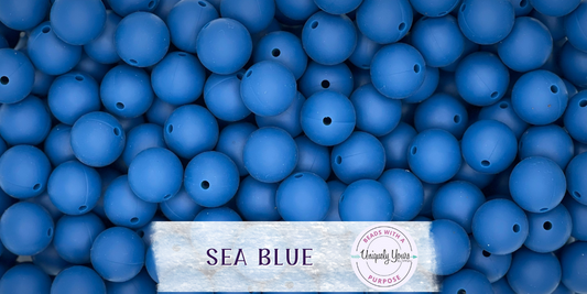 Sea Blue 15MM Solid Round Bead