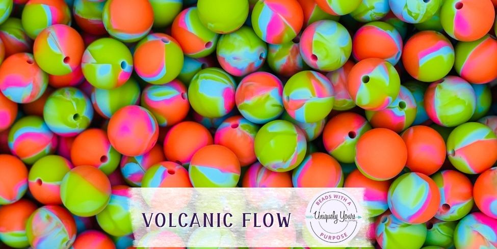 Volcanic Flow 15MM Round Silicone Beads
