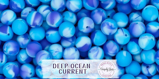 Deep Ocean Current 15MM Round Silicone Beads