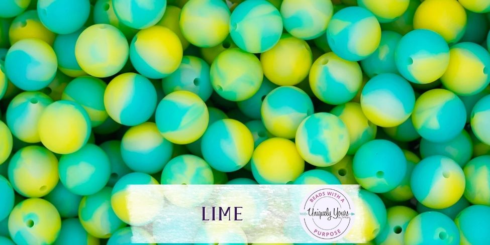 Lime 15MM Round Silicone Beads