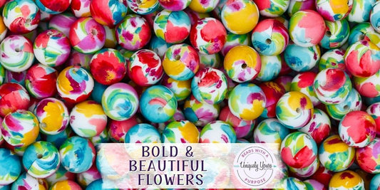 Bold & Beautiful Flowers 15MM Round Silicone Beads
