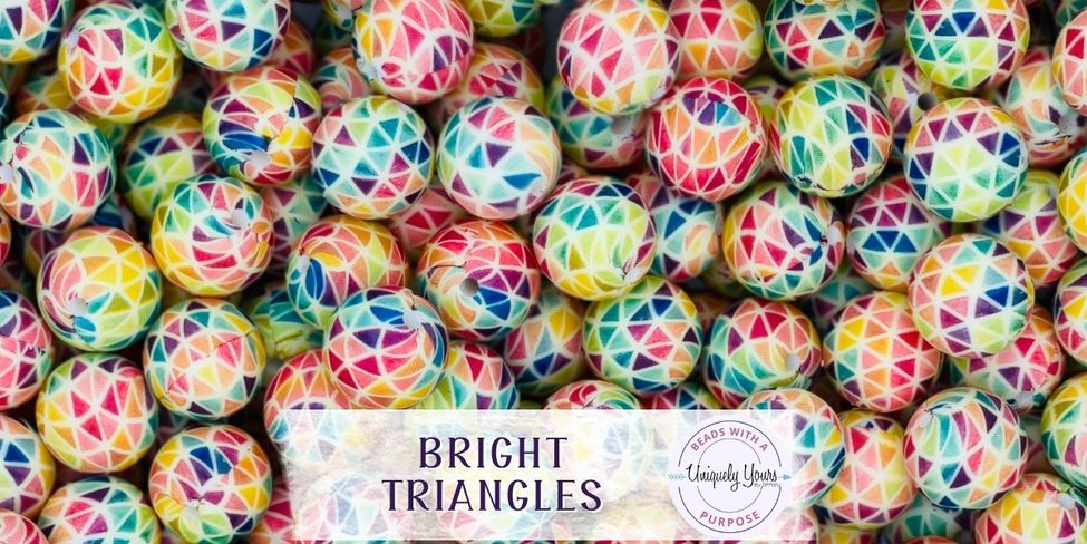 Bright Triangles 15MM Round Silicone Beads
