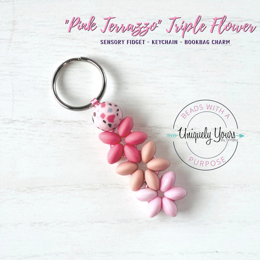 'Pink Terrazzo' Triple Flower - uniquelyyoursbytiffany