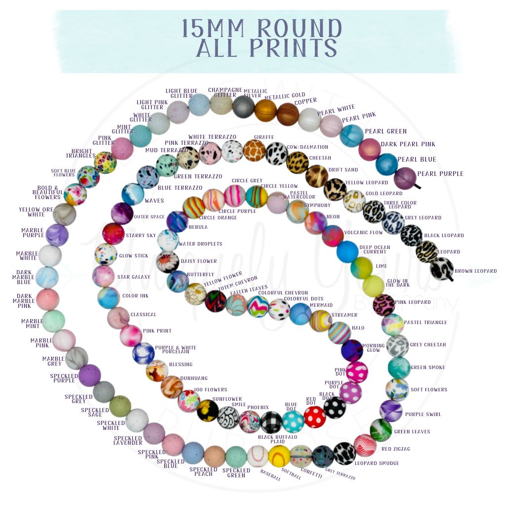 Circle Grey 15MM Round Silicone Beads